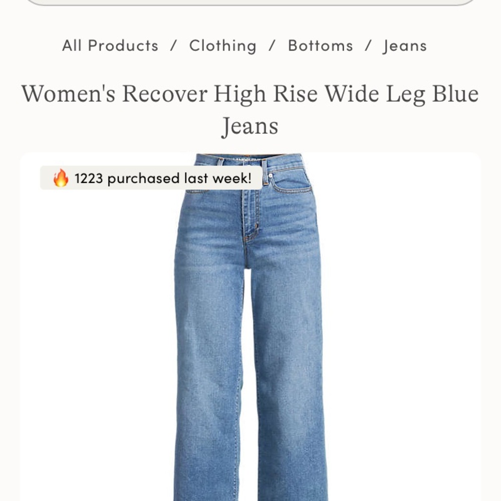 Lands' End Women's Blue Wide Leg Jeans